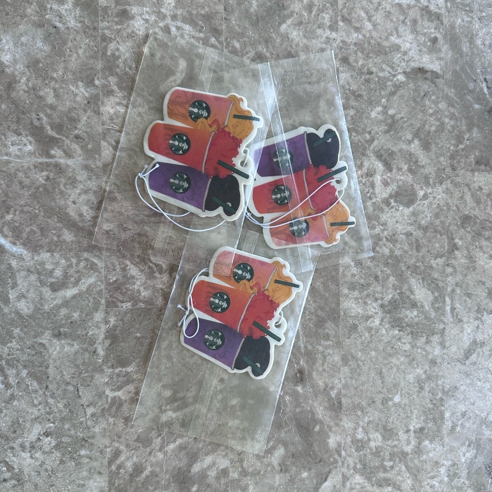 Starbucks x Hocus Pocus x3 Air Fresheners in Red, Orange, and Purple